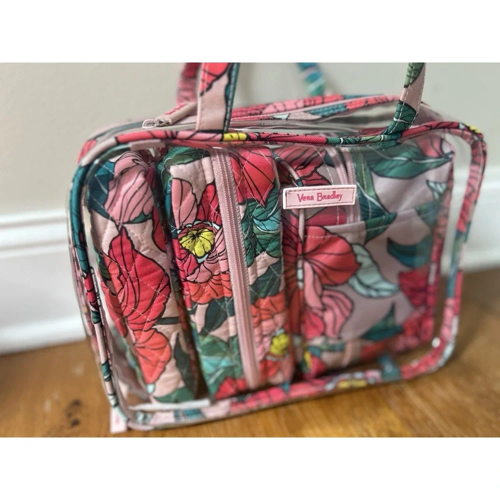 Vera Bradley 4 Pc Cosmetic Organizer Vintage Floral Summer Travel Hawaiian Bags